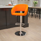 Modern Upholstered Adjustable-Height Barstool with Rounded Back