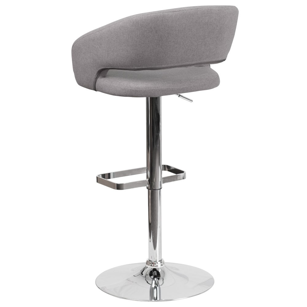 Modern Upholstered Adjustable-Height Barstool with Rounded Back