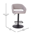 Modern Upholstered Adjustable-Height Barstool with Rounded Back