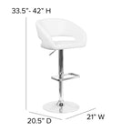 Modern Upholstered Adjustable-Height Barstool with Rounded Back