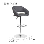 Modern Upholstered Adjustable-Height Barstool with Rounded Back