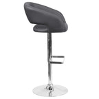Modern Upholstered Adjustable-Height Barstool with Rounded Back