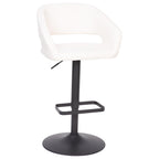 Modern Upholstered Adjustable-Height Barstool with Rounded Back