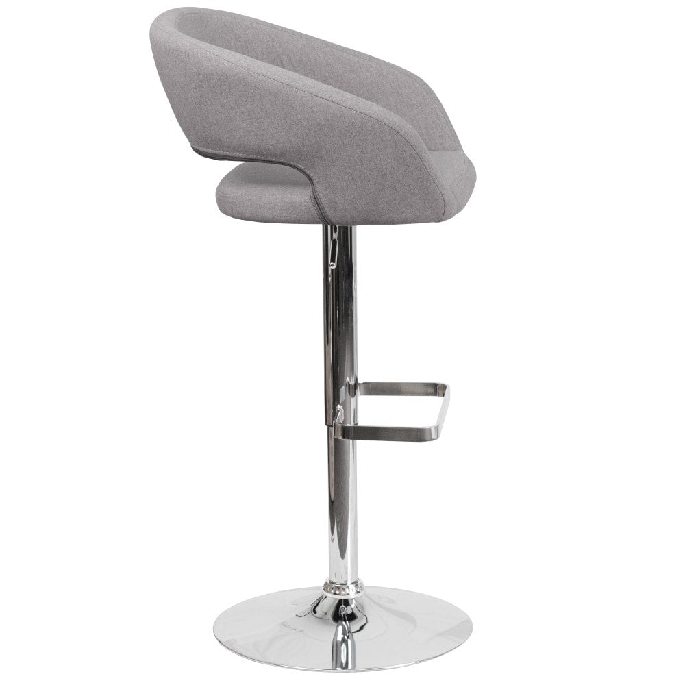 Modern Upholstered Adjustable-Height Barstool with Rounded Back