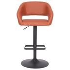 Modern Upholstered Adjustable-Height Barstool with Rounded Back