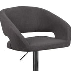 Modern Upholstered Adjustable-Height Barstool with Rounded Back
