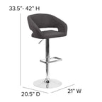 Modern Upholstered Adjustable-Height Barstool with Rounded Back