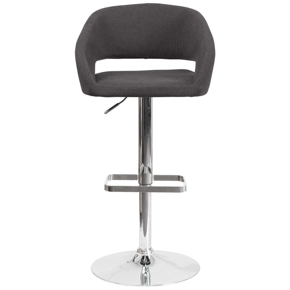 Modern Upholstered Adjustable-Height Barstool with Rounded Back