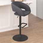 Modern Upholstered Adjustable-Height Barstool with Rounded Back