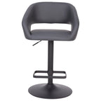 Modern Upholstered Adjustable-Height Barstool with Rounded Back