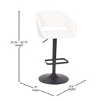 Modern Upholstered Adjustable-Height Barstool with Rounded Back
