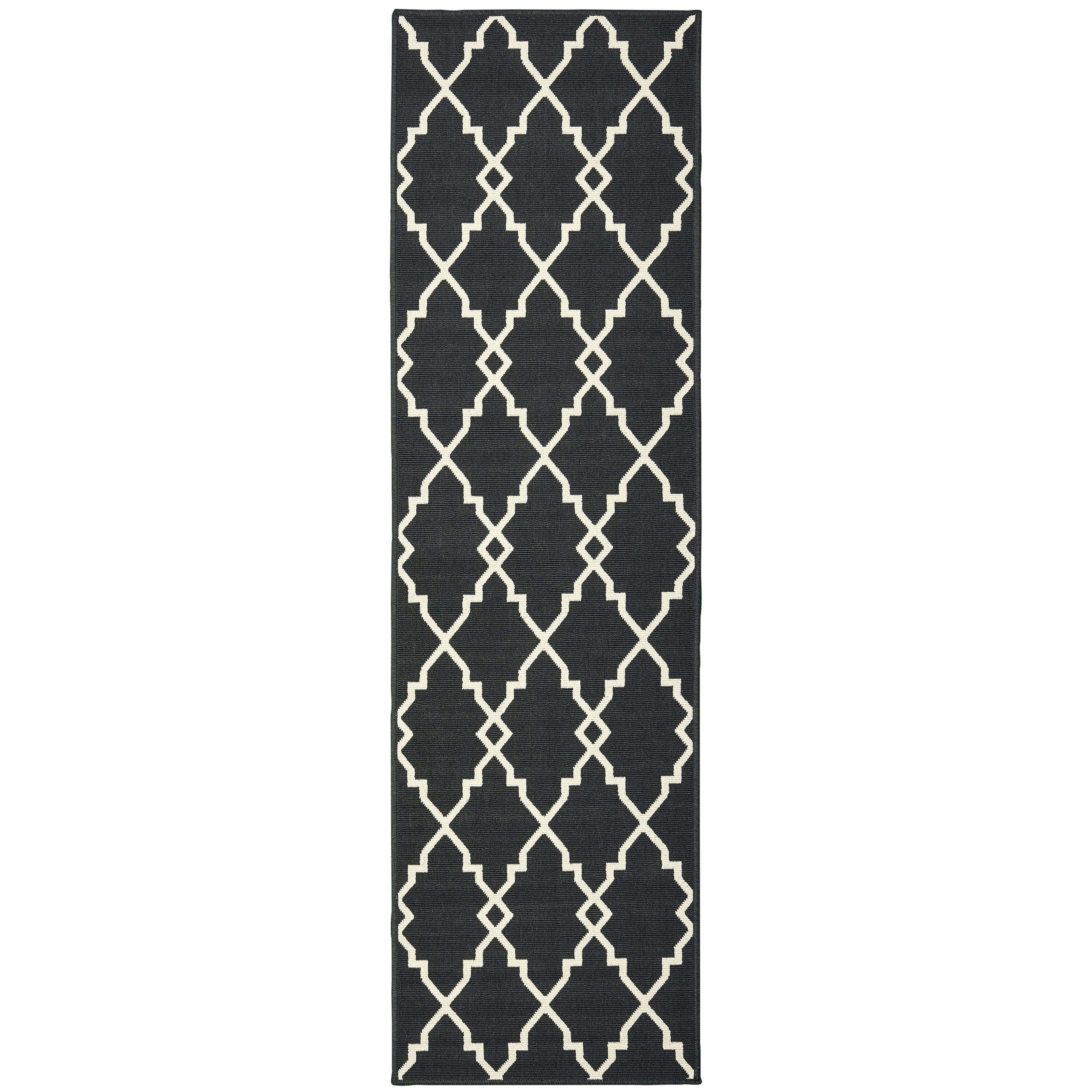 Vista Home Malta Lattice Black/ Off-White Indoor Outdoor Area Rug.