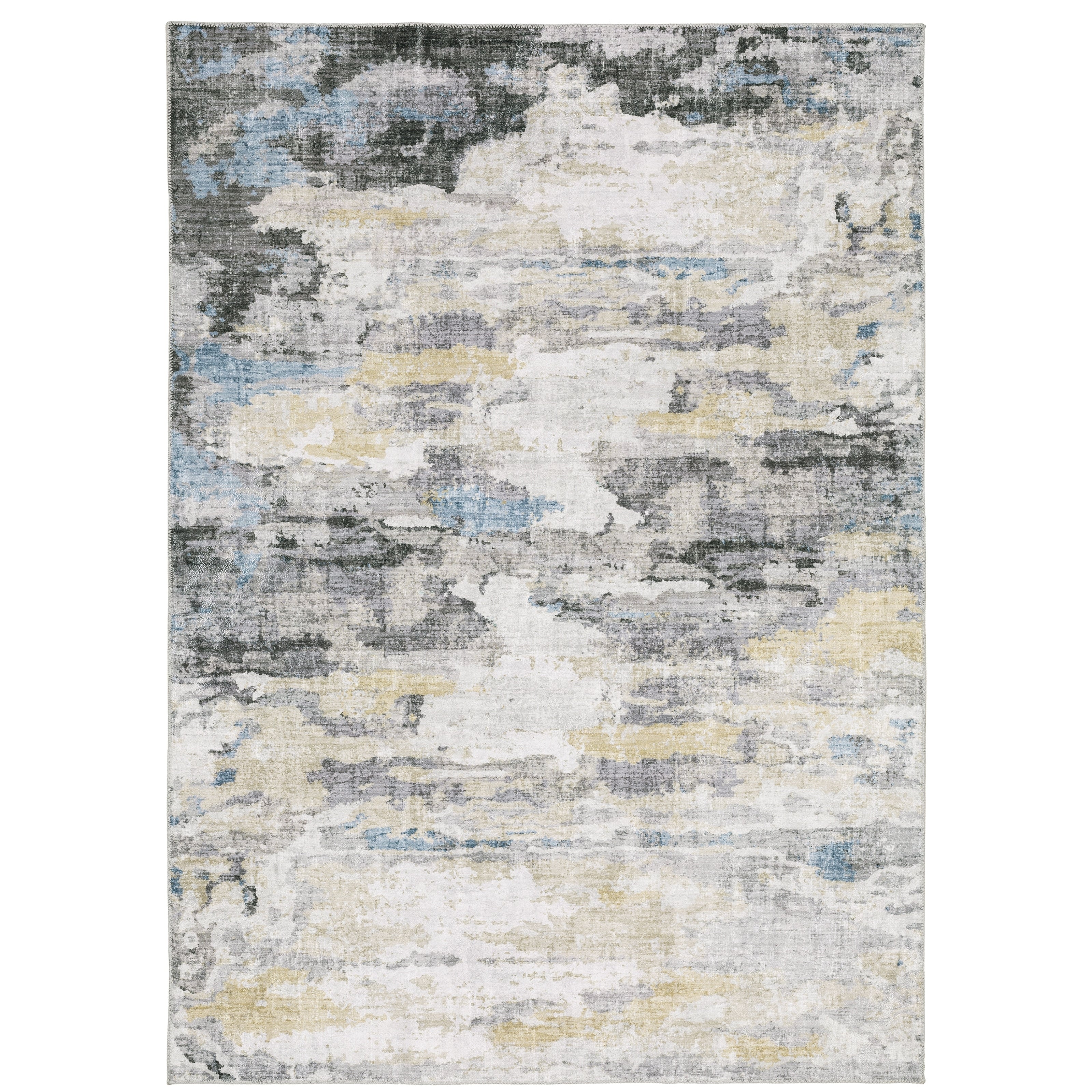 Vista Home Marissa Washable Abstract Grey/ Blue Indoor Area Rug