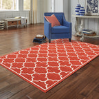 Vista Home Martinique Off-White/Brick Red Lattice Indoor/Outdoor Rug.