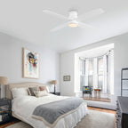 WINGBO 44/52 Inch Flush Mount DC Ceiling Fan with Lights and Remote, 4 Reversible Blades