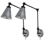 WINGBO Industrial Swing Arm Wall Sconce with Metal Shade,2-Pack...