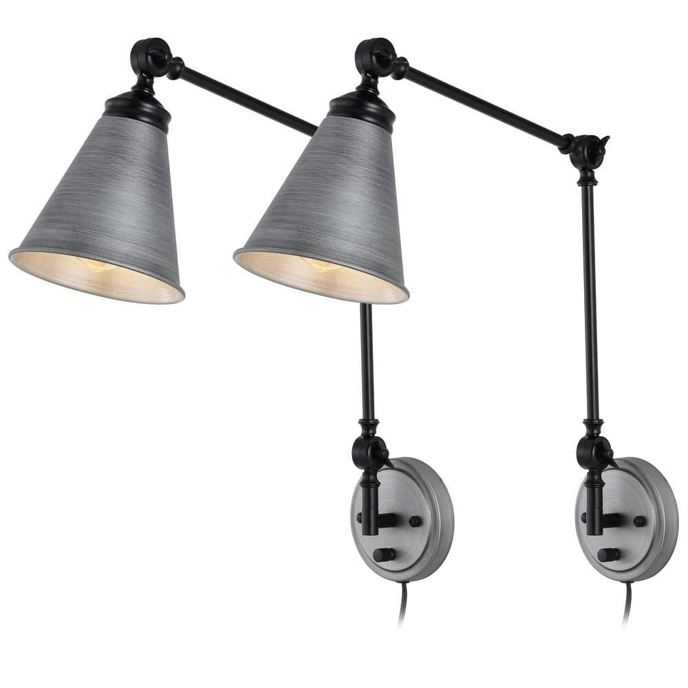 WINGBO Industrial Swing Arm Wall Sconce with Metal Shade,2-Pack...