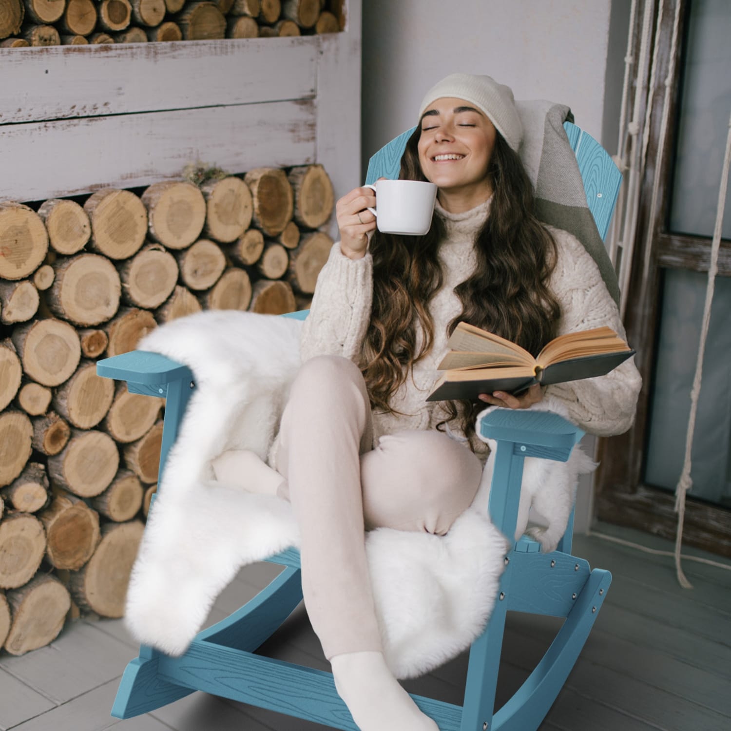 WINSOON All Weather Outdoor Rocking Chair, Set of 2