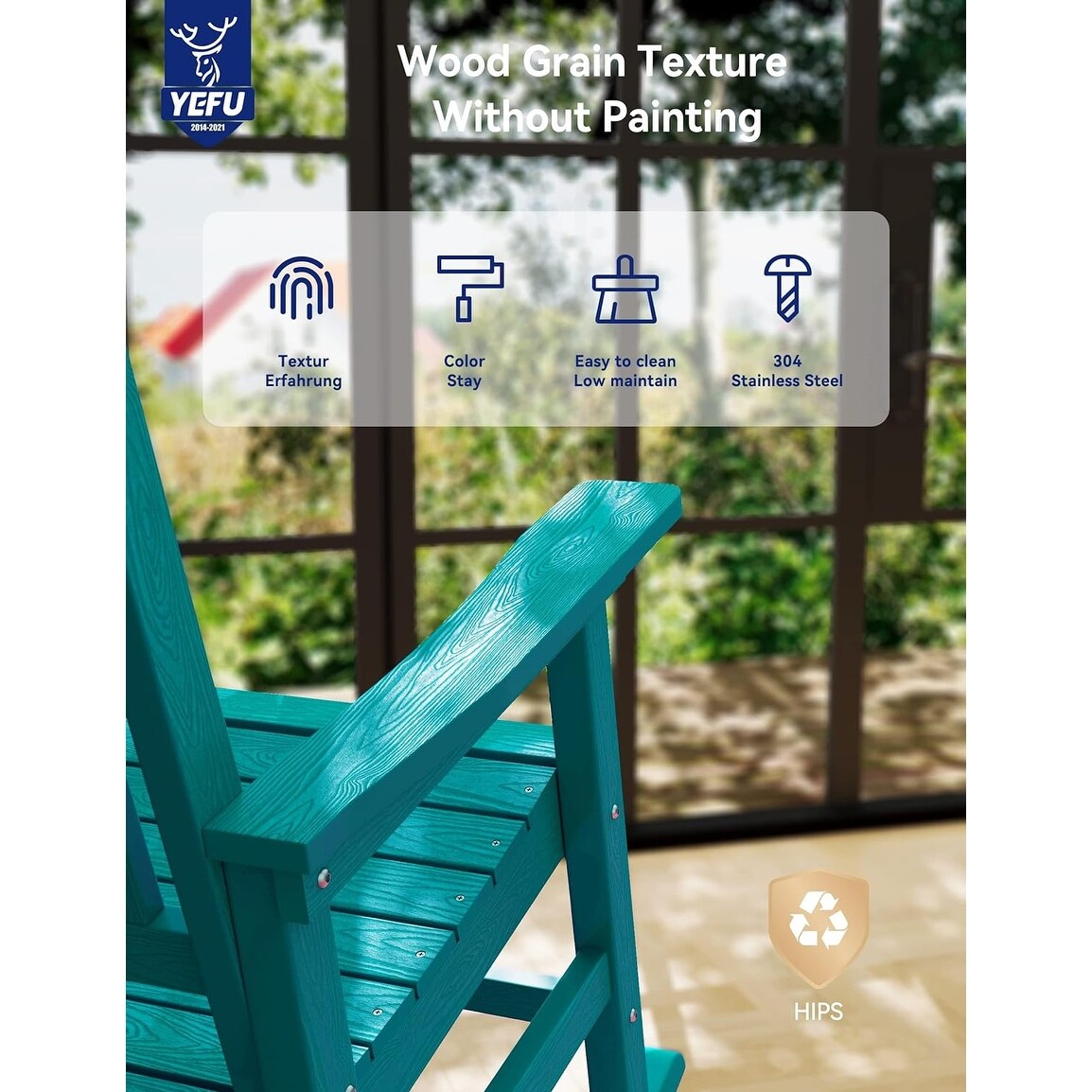 WINSOON All Weather Outdoor Rocking Chair, Set of 2