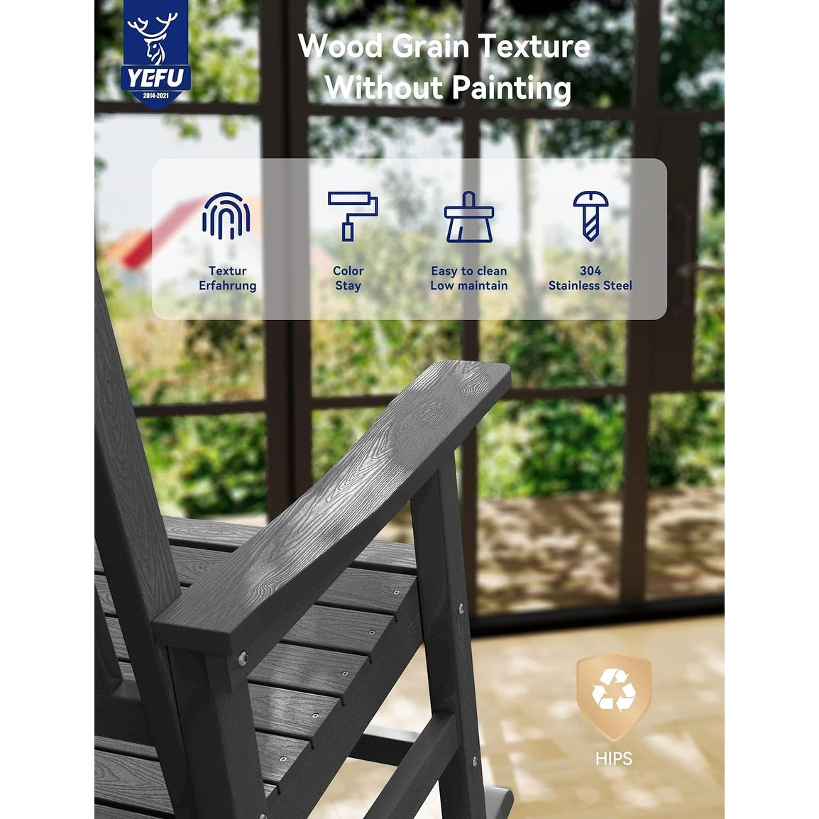 WINSOON All Weather Outdoor Rocking Chair, Set of 2