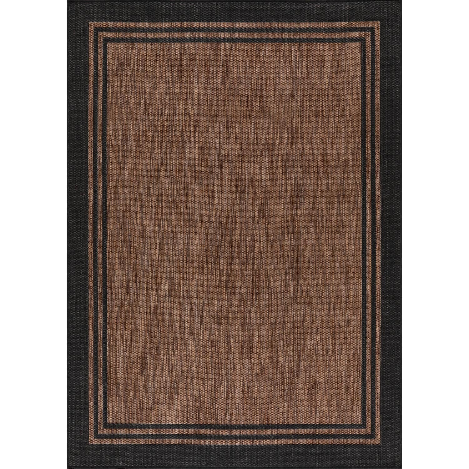 Washable Bordered Indoor Outdoor Rug for Patio, Deck, Porch