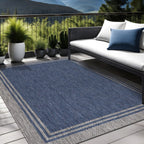 Washable Bordered Indoor Outdoor Rug for Patio, Deck, Porch