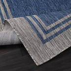 Washable Bordered Indoor Outdoor Rug for Patio, Deck, Porch