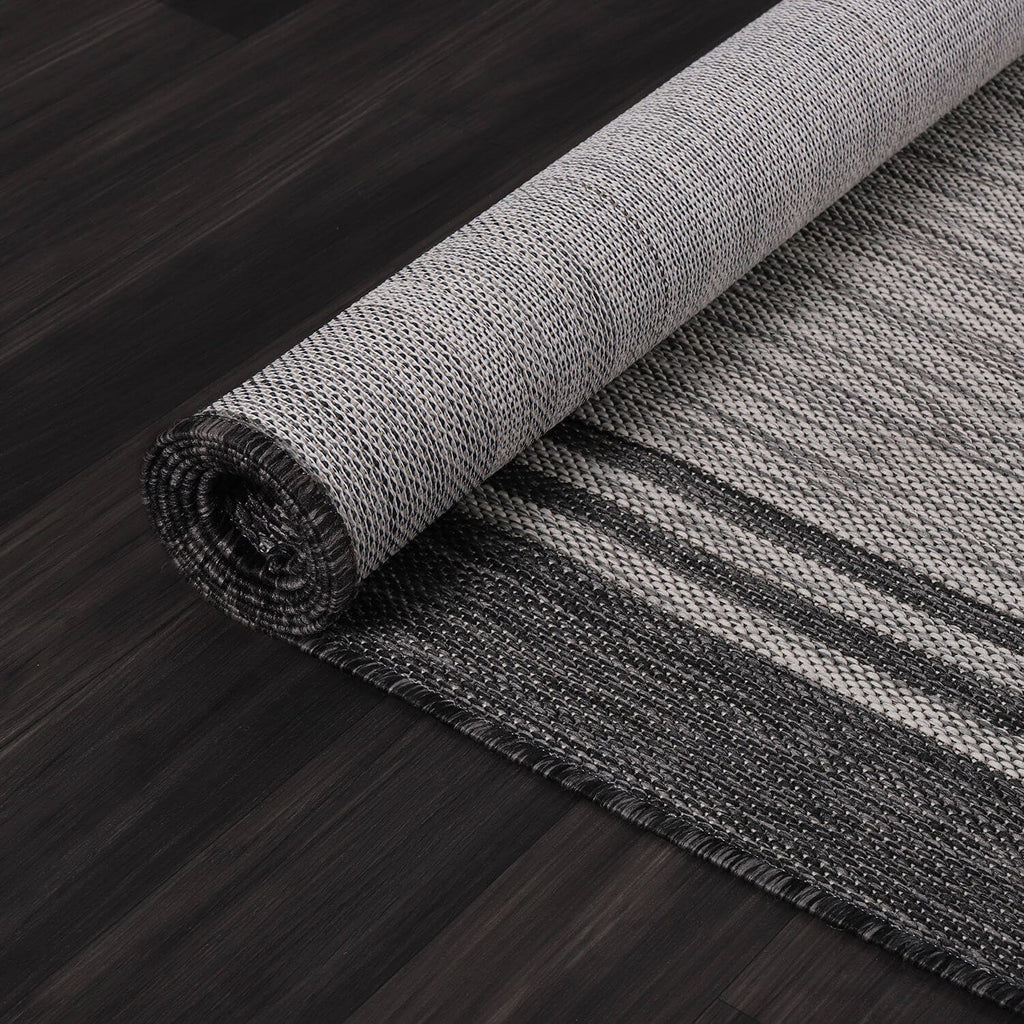 Washable Bordered Indoor Outdoor Rug for Patio, Deck, Porch