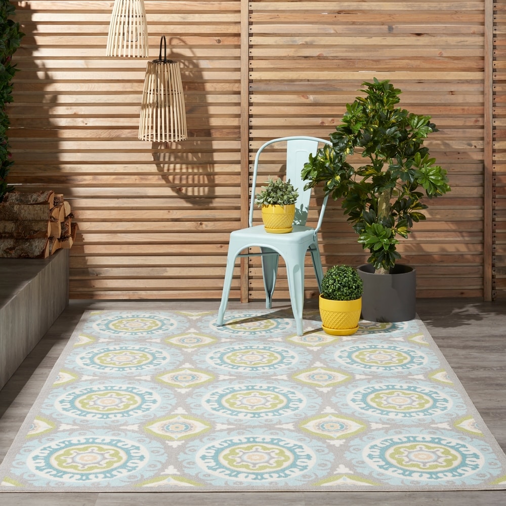 Waverly Sun N' Shade Indoor Outdoor Boho Medallion Area Rug
