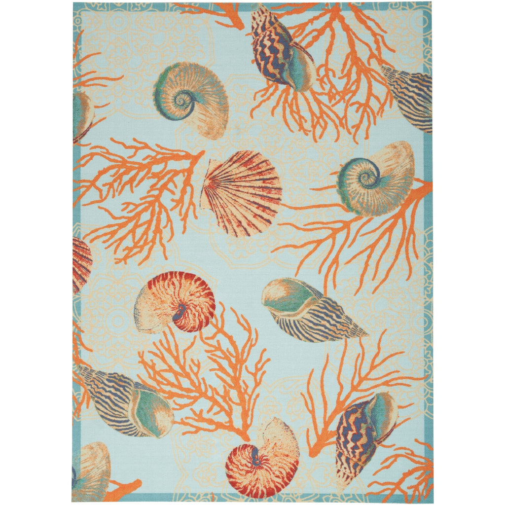 Waverly Sun & Shade Shore Thing Tropical Sea Shell Floral Indoor Outdoor Area Rug
