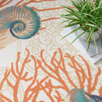 Waverly Sun & Shade Shore Thing Tropical Sea Shell Floral Indoor Outdoor Area Rug