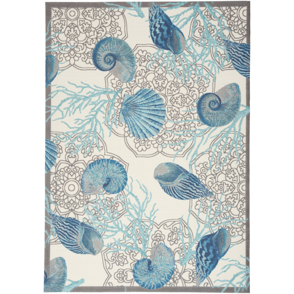 Waverly Sun & Shade Shore Thing Tropical Sea Shell Floral Indoor Outdoor Area Rug