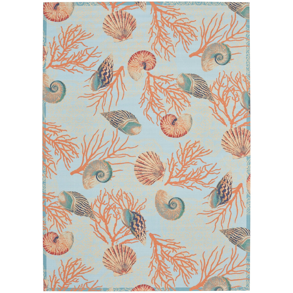 Waverly Sun & Shade Shore Thing Tropical Sea Shell Floral Indoor Outdoor Area Rug