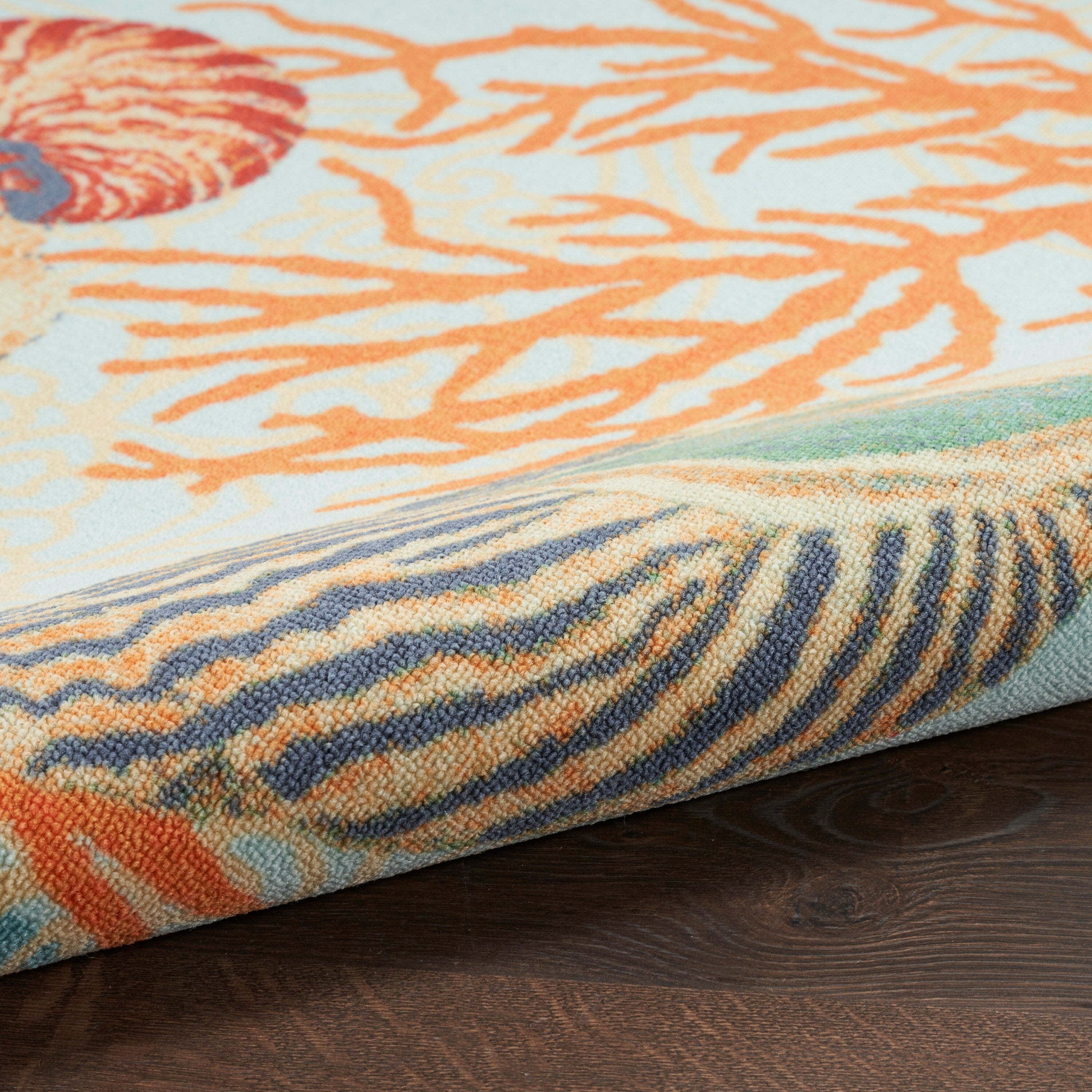 Waverly Sun & Shade Shore Thing Tropical Sea Shell Floral Indoor Outdoor Area Rug