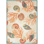 Waverly Sun & Shade Shore Thing Tropical Sea Shell Floral Indoor Outdoor Area Rug