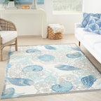 Waverly Sun & Shade Shore Thing Tropical Sea Shell Floral Indoor Outdoor Area Rug