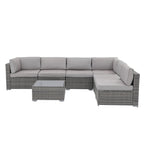 Wicker/ Steel 7-piece Outdoor Cushioned Sectional Sofa Set