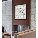 Wildflower Mist I -Custom Framed Print - blue, white, grey, yellow, green, silver, gold