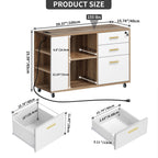 Wood File Cabinet with Charging Station Mobile Lateral Filing Cabinet Lockable Fits A4 Letter Legal Size Files