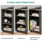 Wood File Cabinet with Charging Station Mobile Lateral Filing Cabinet Lockable Fits A4 Letter Legal Size Files