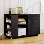 Wood File Cabinet with Charging Station Mobile Lateral Filing Cabinet Lockable Fits A4 Letter Legal Size Files