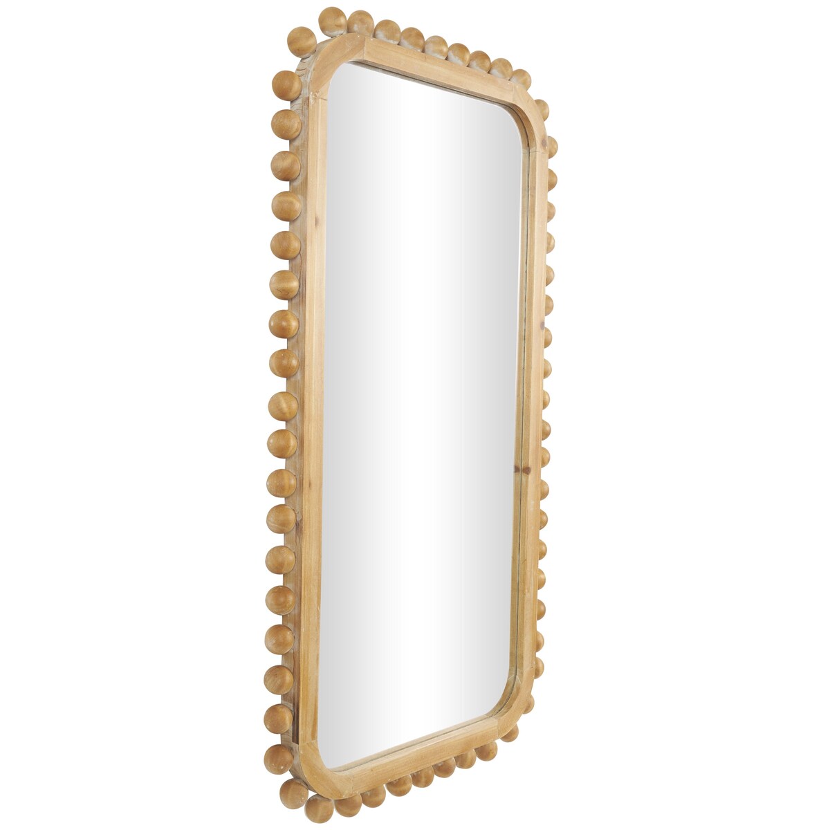 Wood Wall Mirror with Beaded Frame - Brown - Roche River Decor