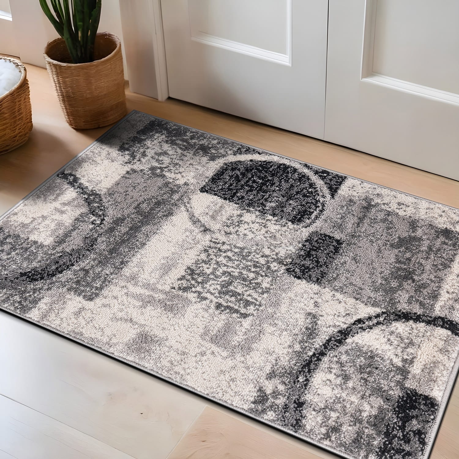 World Rug Gallery Abstract Polypropylene Machine-Made Circle Area Rug