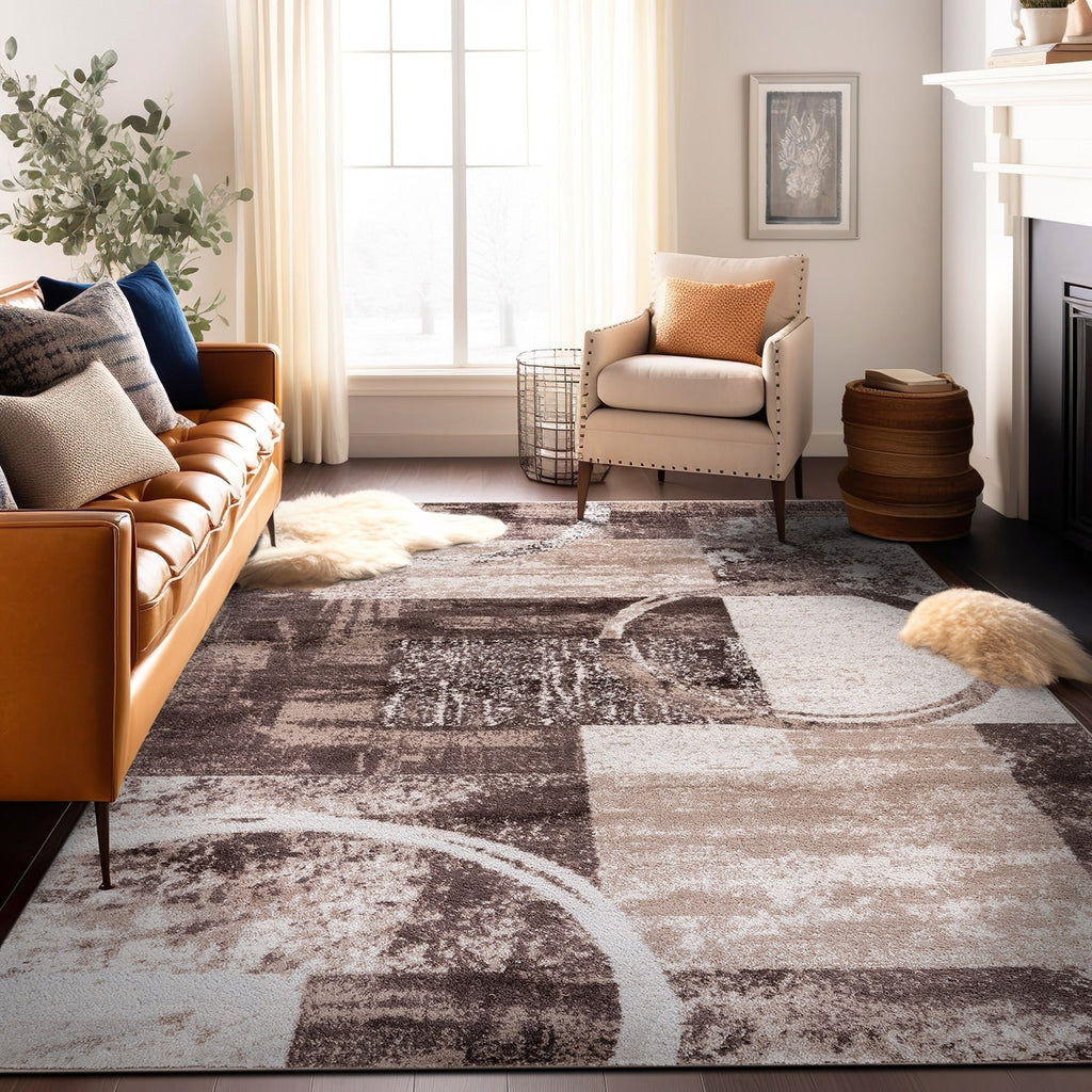 World Rug Gallery Abstract Polypropylene Machine-Made Circle Area Rug