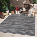 World Rug Gallery Bohemian Geometric Stripe Indoor/Outdoor Area Rug