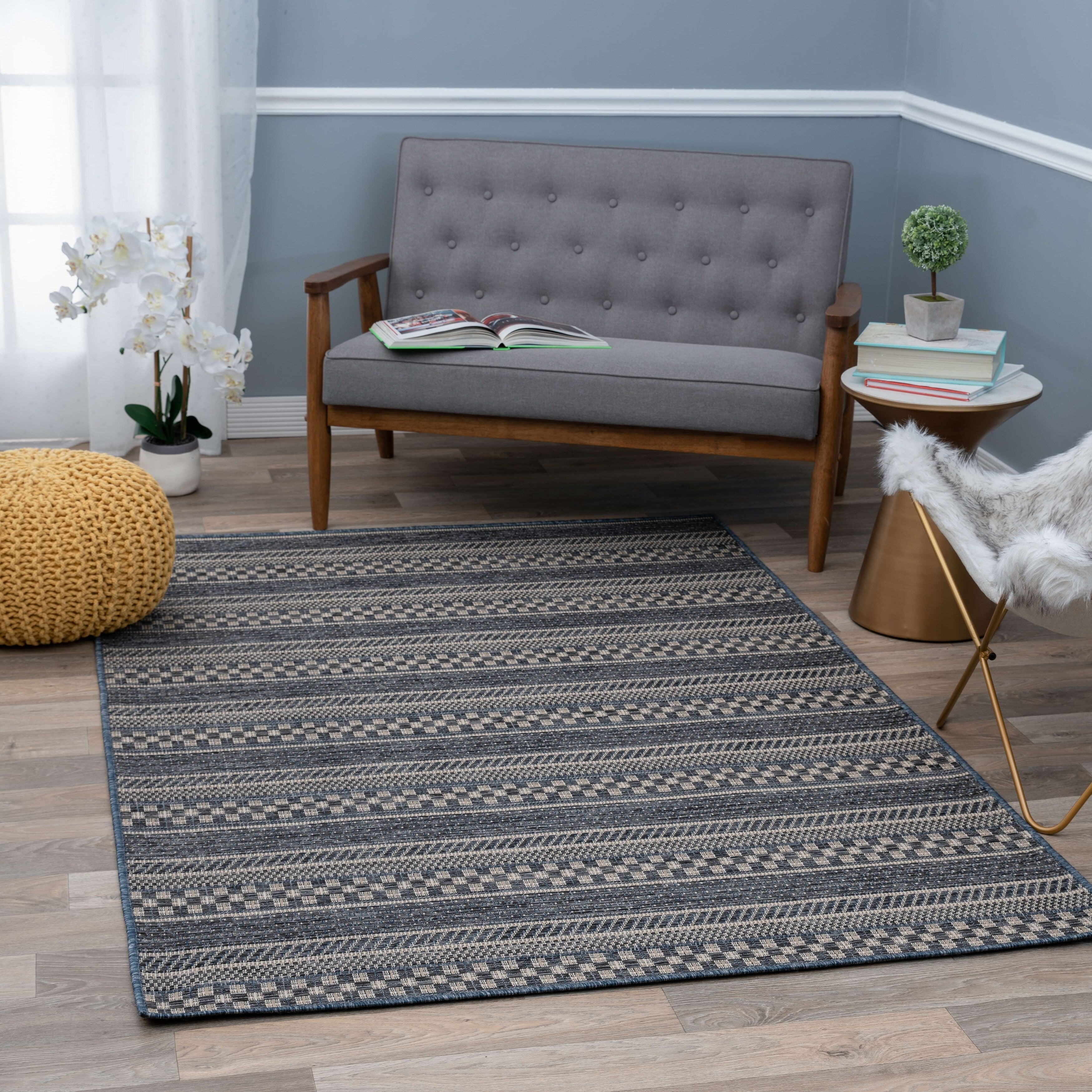 World Rug Gallery Bohemian Geometric Stripe Indoor/Outdoor Area Rug