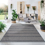 World Rug Gallery Bohemian Geometric Stripe Indoor/Outdoor Area Rug