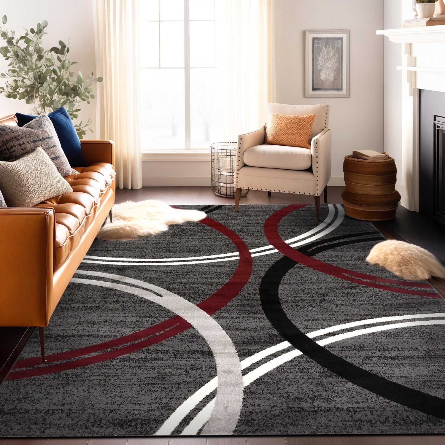 World Rug Gallery Contemporary Abstract Circles Design Area Rug