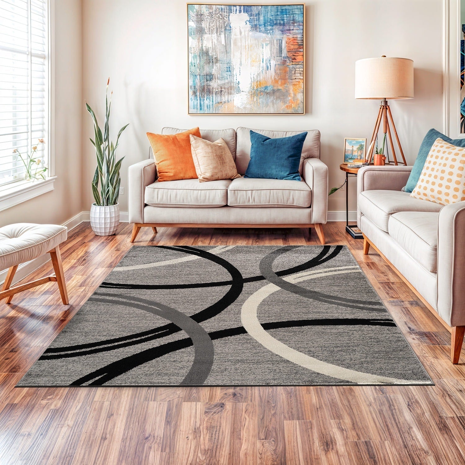 World Rug Gallery Contemporary Abstract Circles Design Area Rug