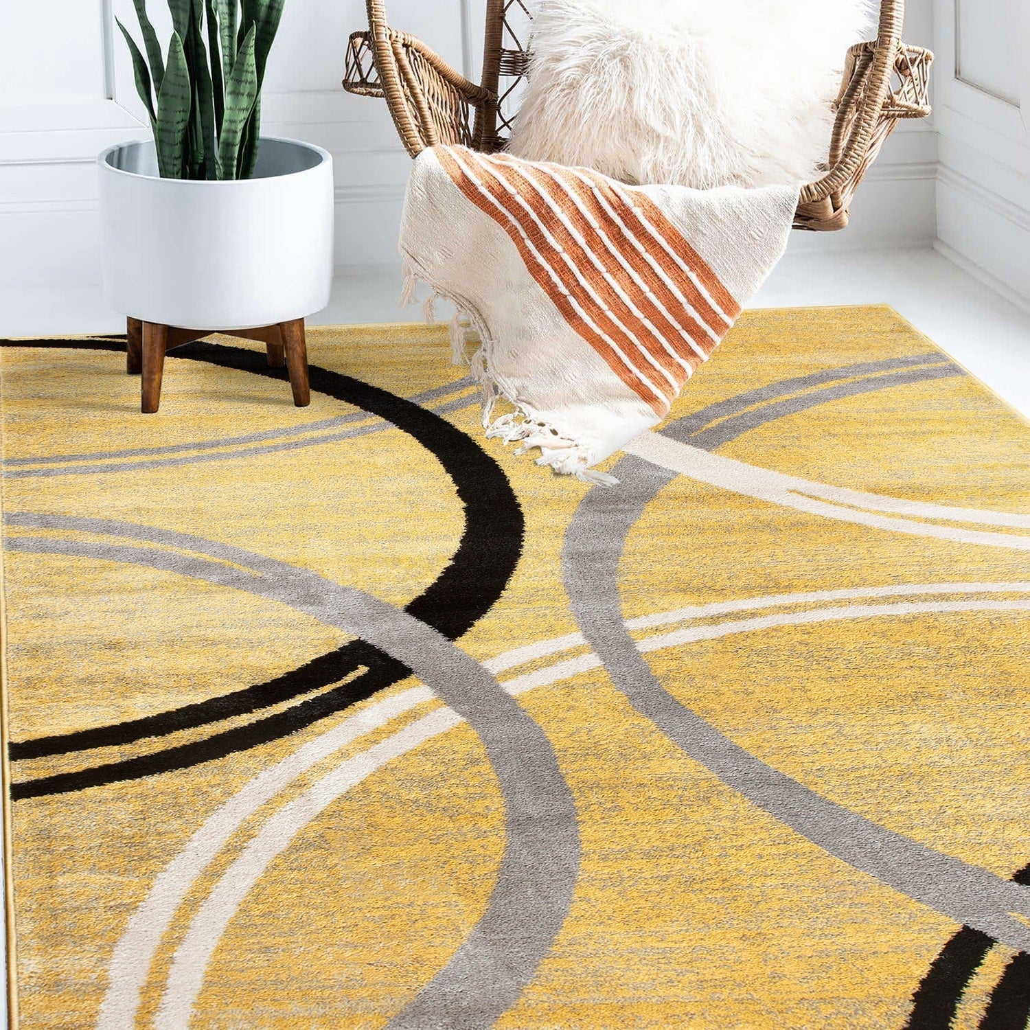 World Rug Gallery Contemporary Abstract Circles Design Area Rug